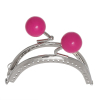 Picture of Iron Based Alloy Kiss Clasp Lock Purse Frame Arch Silver Tone Fuchsia Acrylic Ball 8.6x7.5cm(3 3/8" x3"), Open Size: 14.5x8.6cm(5 6/8"x3 3/8"), 1 Piece