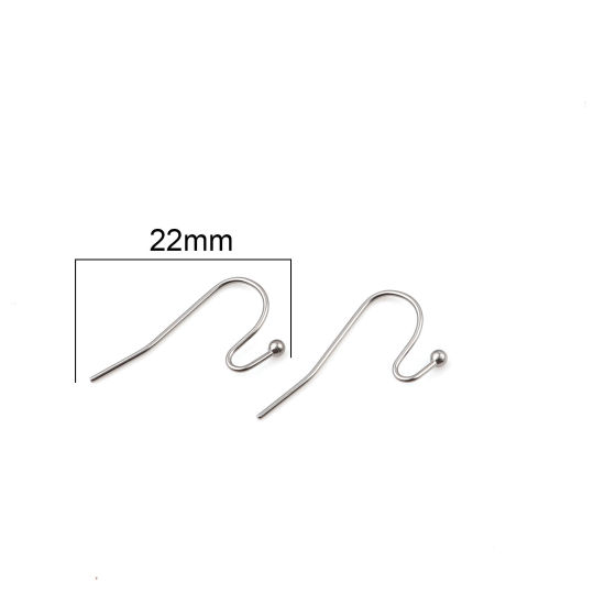 304ステンレス鋼 イヤワイヤーフック イヤリングピアス DIY 手作り ハンドメイド ジュエリー アクセサリーを作る S字型 シルバートーン 22mm x 12mm、 ワイヤーサイズ: （21号）、 50 個 の画像