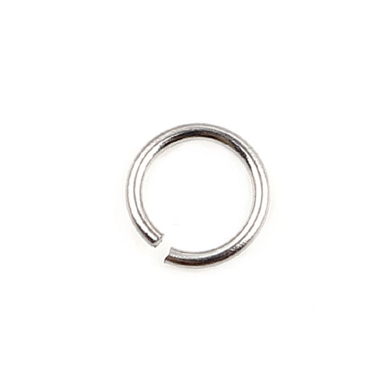 Image de 100 Pcs 4mm Dia, 0.5mm(taille 24) Anneaux de Jonction pour la Fabrication de Bijoux Ouvert en Acier Inoxydable Argent Mat Rond