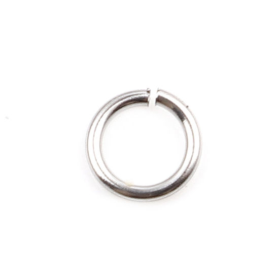Image de 100 Pcs 4mm Dia, 0.6mm(taille 23) Anneaux de Jonction pour la Fabrication de Bijoux Ouvert en Acier Inoxydable Argent Mat Rond