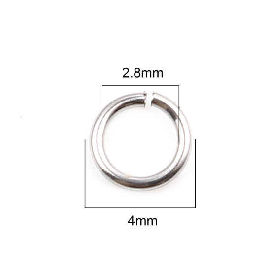 Image de 100 Pcs 4mm Dia, 0.6mm(taille 23) Anneaux de Jonction pour la Fabrication de Bijoux Ouvert en Acier Inoxydable Argent Mat Rond
