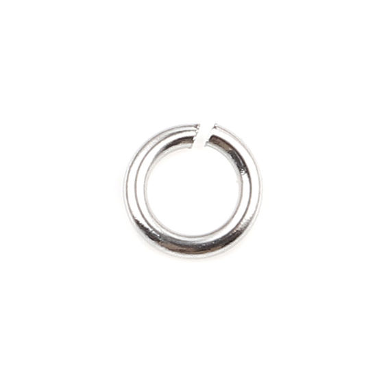 Image de 100 Pcs 4mm Dia, 0.7mm(taille 21) Anneaux de Jonction pour la Fabrication de Bijoux Ouvert en Acier Inoxydable Argent Mat Rond