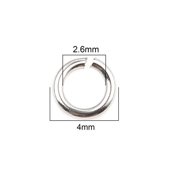Image de 100 Pcs 4mm Dia, 0.7mm(taille 21) Anneaux de Jonction pour la Fabrication de Bijoux Ouvert en Acier Inoxydable Argent Mat Rond