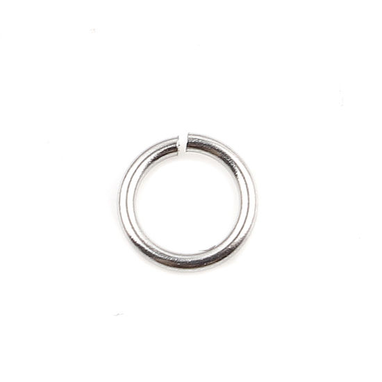Image de 100 Pcs 5mm Dia, 0.7mm(taille 21) Anneaux de Jonction pour la Fabrication de Bijoux Ouvert en Acier Inoxydable Argent Mat Rond