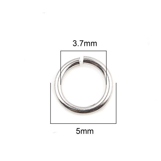 Image de 100 Pcs 5mm Dia, 0.7mm(taille 21) Anneaux de Jonction pour la Fabrication de Bijoux Ouvert en Acier Inoxydable Argent Mat Rond