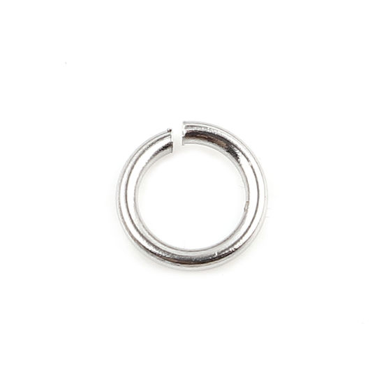 Image de 100 Pcs 6mm Dia, 0.9mm(taille 19) Anneaux de Jonction pour la Fabrication de Bijoux Ouvert en Acier Inoxydable Argent Mat Rond