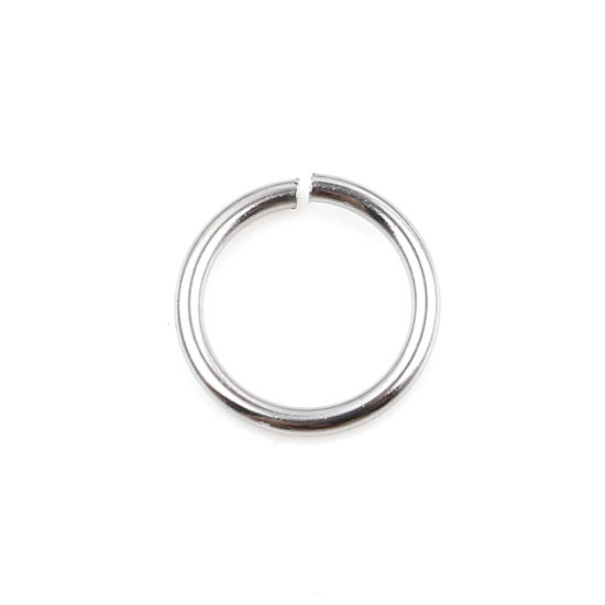Image de 100 Pcs 8mm Dia, 0.9mm(taille 19) Anneaux de Jonction pour la Fabrication de Bijoux Ouvert en Acier Inoxydable Argent Mat Rond