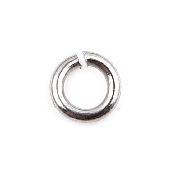 Image de 100 Pcs 4mm Dia, 0.8mm(taille 20) Anneaux de Jonction pour la Fabrication de Bijoux Ouvert en Acier Inoxydable Argent Mat Rond