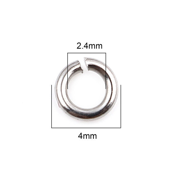 Image de 100 Pcs 4mm Dia, 0.8mm(taille 20) Anneaux de Jonction pour la Fabrication de Bijoux Ouvert en Acier Inoxydable Argent Mat Rond