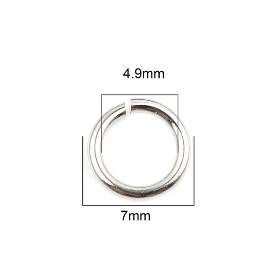 Image de 100 Pcs 7mm Dia, 1mm(taille 18) Anneaux de Jonction pour la Fabrication de Bijoux Ouvert en Acier Inoxydable Argent Mat Rond
