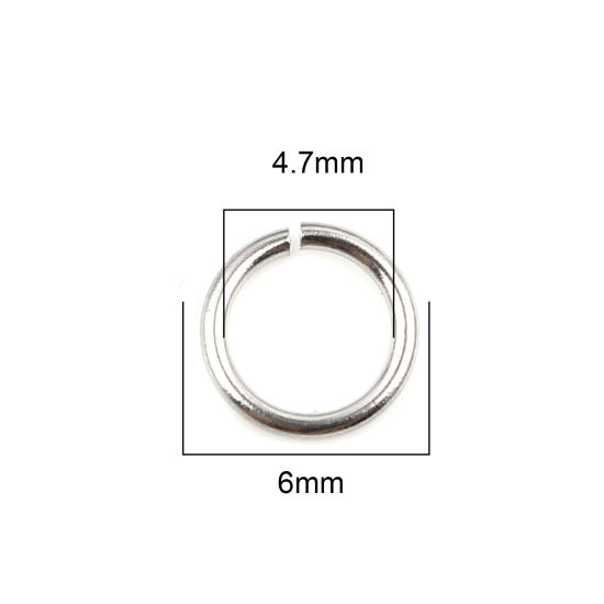 Image de 100 Pcs 6mm Dia, 0.8mm(taille 20) Anneaux de Jonction pour la Fabrication de Bijoux Ouvert en Acier Inoxydable Argent Mat Rond