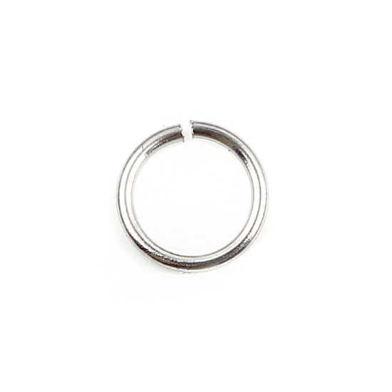 Image de 100 Pcs 6mm Dia, 0.7mm(taille 21) Anneaux de Jonction pour la Fabrication de Bijoux Ouvert en Acier Inoxydable Argent Mat Rond