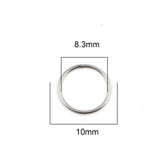Image de 100 Pcs 10mm Dia, 0.8mm(taille 20) Anneaux de Jonction pour la Fabrication de Bijoux Ouvert en Acier Inoxydable Argent Mat Rond