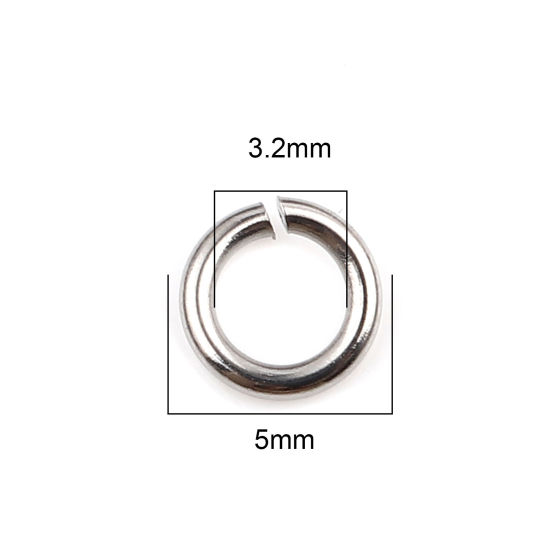 Image de 100 Pcs 5mm Dia, 0.9mm(taille 19) Anneaux de Jonction pour la Fabrication de Bijoux Ouvert en Acier Inoxydable Argent Mat Rond