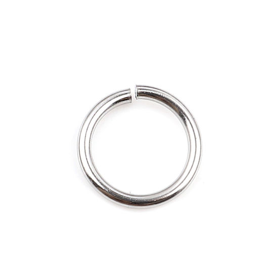Image de 100 Pcs 10mm Dia, 1.2mm(taille 17) Anneaux de Jonction pour la Fabrication de Bijoux Ouvert en Acier Inoxydable Argent Mat Rond