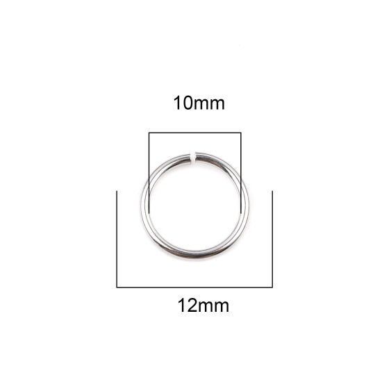 Image de 100 Pcs 12mm Dia, 1.2mm(taille 17) Anneaux de Jonction pour la Fabrication de Bijoux Ouvert en Acier Inoxydable Argent Mat Rond