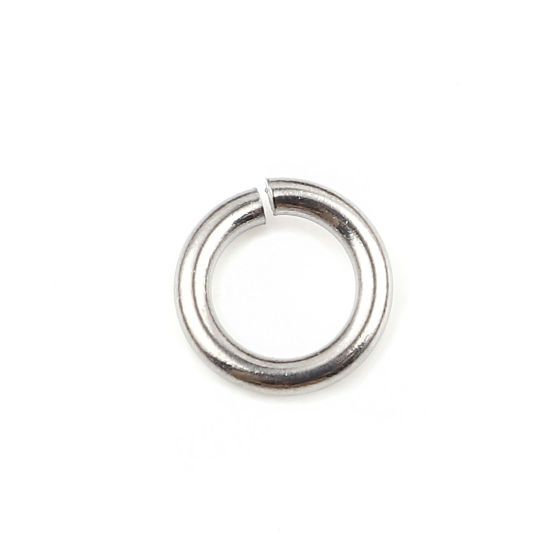 Image de 100 Pcs 8mm Dia, 1.4mm Anneaux de Jonction pour la Fabrication de Bijoux Ouvert en Acier Inoxydable Argent Mat Rond