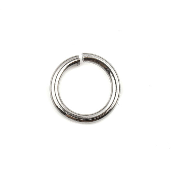 Image de 100 Pcs 10mm Dia, 1.4mm Anneaux de Jonction pour la Fabrication de Bijoux Ouvert en Acier Inoxydable Argent Mat Rond