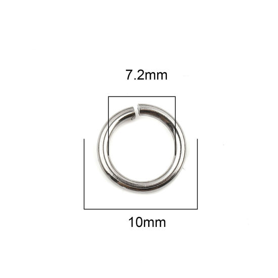 Image de 100 Pcs 10mm Dia, 1.4mm Anneaux de Jonction pour la Fabrication de Bijoux Ouvert en Acier Inoxydable Argent Mat Rond