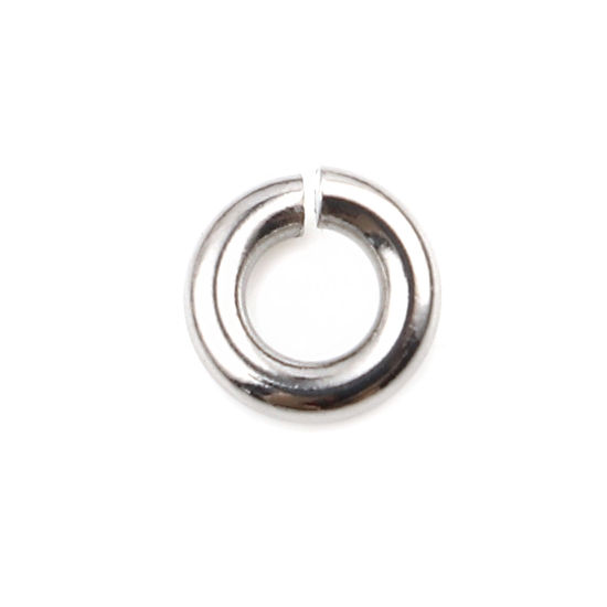 Image de 100 Pcs 6mm Dia, 1.5mm(taille 15) Anneaux de Jonction pour la Fabrication de Bijoux Ouvert en Acier Inoxydable Argent Mat Rond