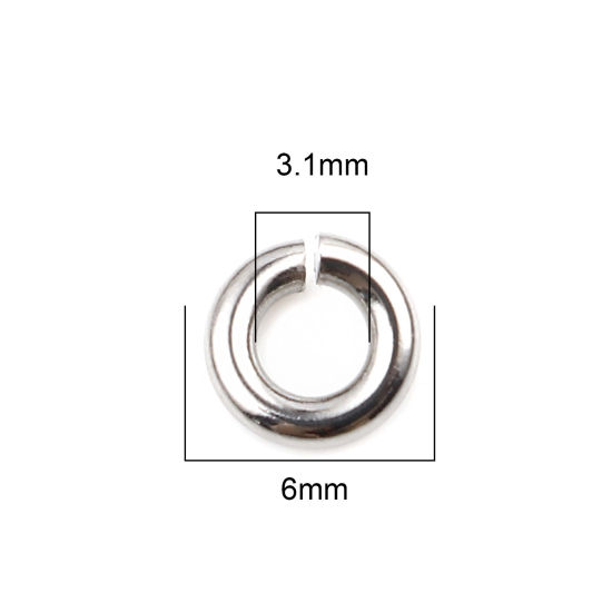 Image de 100 Pcs 6mm Dia, 1.5mm(taille 15) Anneaux de Jonction pour la Fabrication de Bijoux Ouvert en Acier Inoxydable Argent Mat Rond