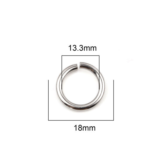 Image de 100 Pcs 18mm Dia, 2.5mm Anneaux de Jonction pour la Fabrication de Bijoux Ouvert en Acier Inoxydable Argent Mat Rond