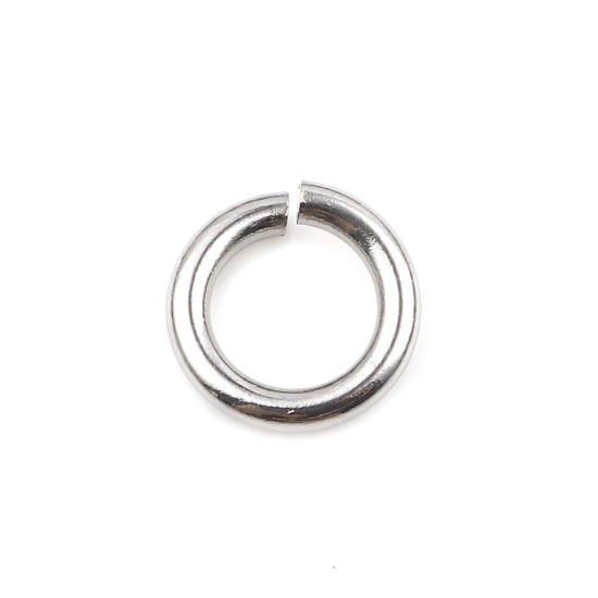 Image de 100 Pcs 10mm Dia, 1.8mm(taille 13) Anneaux de Jonction pour la Fabrication de Bijoux En Gros Ouvert en Acier Inoxydable Argent Mat Rond