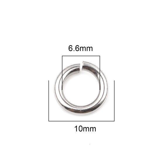 Image de 100 Pcs 10mm Dia, 1.8mm(taille 13) Anneaux de Jonction pour la Fabrication de Bijoux En Gros Ouvert en Acier Inoxydable Argent Mat Rond