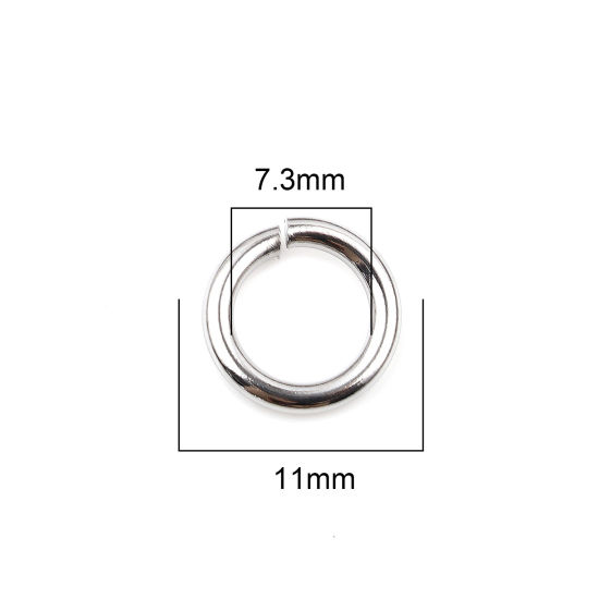 Image de 100 Pcs 11mm Dia, 1.8mm(taille 13) Anneaux de Jonction pour la Fabrication de Bijoux Ouvert en Acier Inoxydable Argent Mat Rond