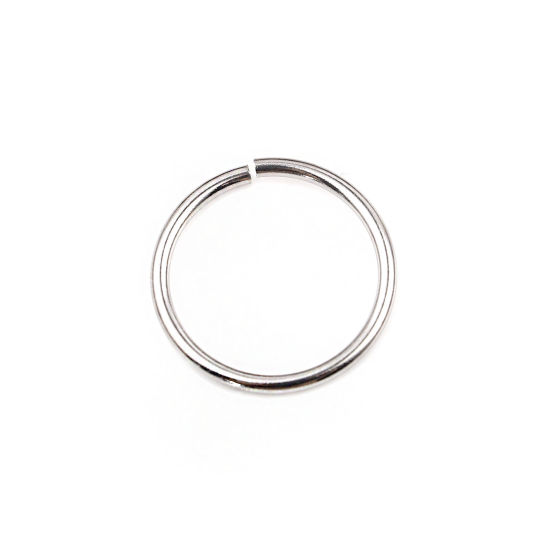 Image de 100 Pcs 25mm Dia, 2mm(taille 12) Anneaux de Jonction pour la Fabrication de Bijoux Ouvert en Acier Inoxydable Argent Mat Rond