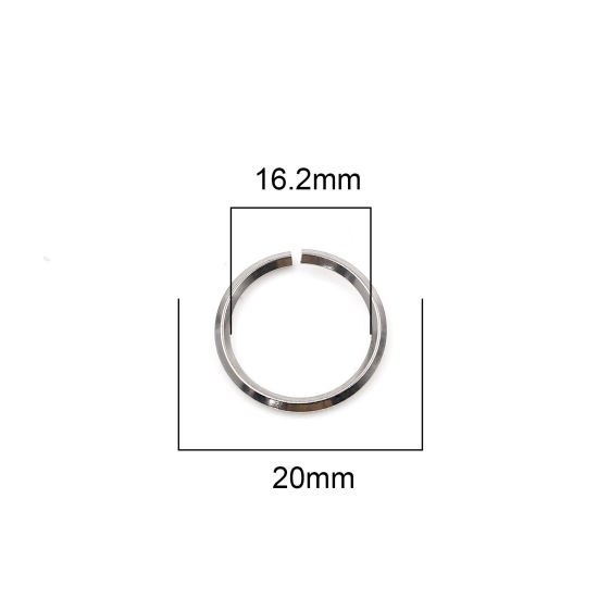 Image de 100 Pcs 20mm Dia, 2mm(taille 12) Anneaux de Jonction pour la Fabrication de Bijoux Ouvert en Acier Inoxydable Argent Mat Rond