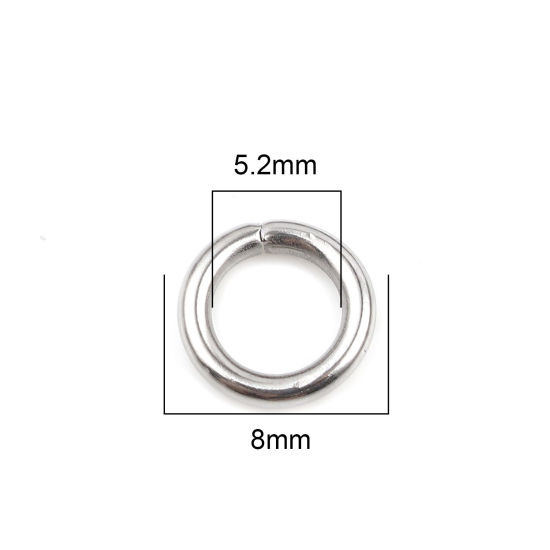 Image de 100 Pcs 8mm Dia, 1.5mm(taille 15) Anneaux de Jonction pour la Fabrication de Bijoux Ouvert en Acier Inoxydable Argent Mat Rond