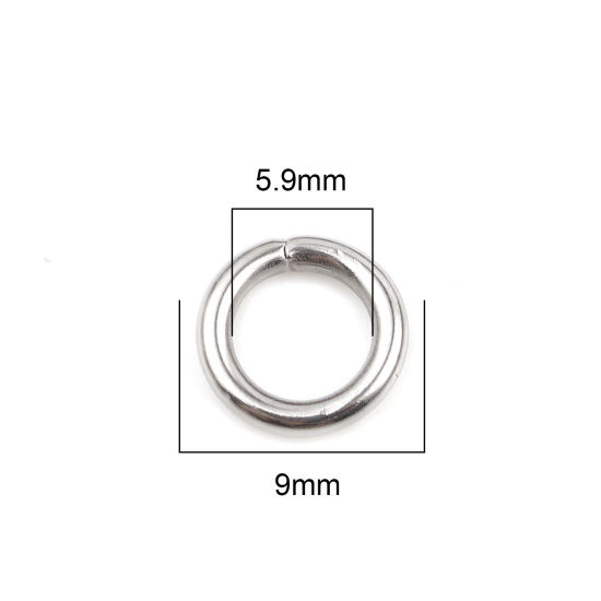 Image de 100 Pcs 9mm Dia, 1.5mm(taille 15) Anneaux de Jonction pour la Fabrication de Bijoux Ouvert en Acier Inoxydable Argent Mat Rond
