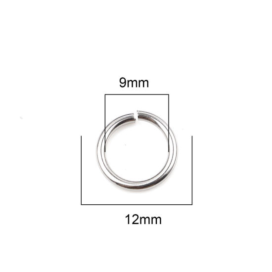 Image de 100 Pcs 12mm Dia, 1.5mm(taille 15) Anneaux de Jonction pour la Fabrication de Bijoux Ouvert en Acier Inoxydable Argent Mat Rond