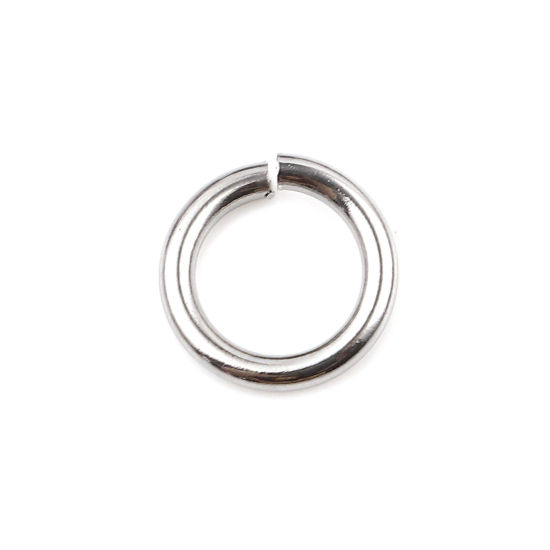 Image de 100 Pcs 10mm Dia, 1.6mm(taille 14) Anneaux de Jonction pour la Fabrication de Bijoux Ouvert en Acier Inoxydable Argent Mat Rond