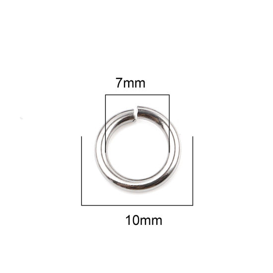 Image de 100 Pcs 10mm Dia, 1.6mm(taille 14) Anneaux de Jonction pour la Fabrication de Bijoux Ouvert en Acier Inoxydable Argent Mat Rond
