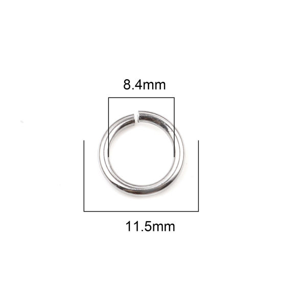 Image de 100 Pcs 11.5mm Dia, 1.6mm(taille 14) Anneaux de Jonction pour la Fabrication de Bijoux Ouvert en Acier Inoxydable Argent Mat Rond