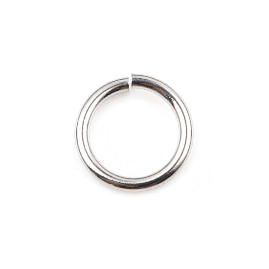 Image de 100 Pcs 11mm Dia, 1.4mm Anneaux de Jonction pour la Fabrication de Bijoux Ouvert en Acier Inoxydable Argent Mat Rond