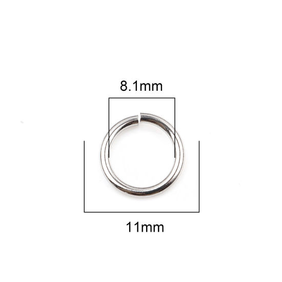 Image de 100 Pcs 11mm Dia, 1.4mm Anneaux de Jonction pour la Fabrication de Bijoux Ouvert en Acier Inoxydable Argent Mat Rond