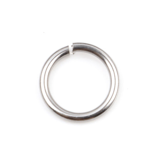 Image de 100 Pcs 12mm Dia, 1.4mm Anneaux de Jonction pour la Fabrication de Bijoux Ouvert en Acier Inoxydable Argent Mat Rond