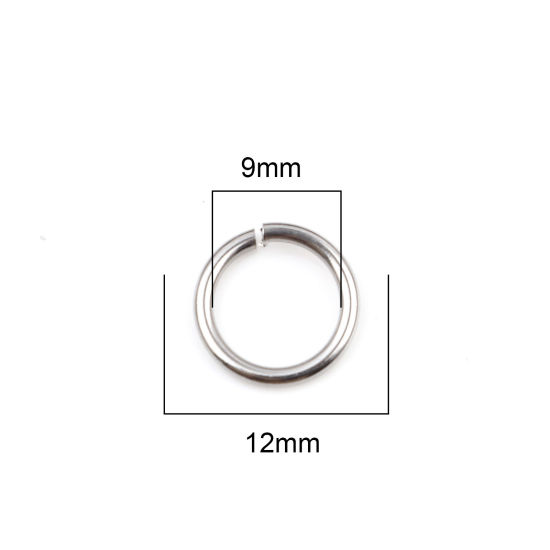Image de 100 Pcs 12mm Dia, 1.4mm Anneaux de Jonction pour la Fabrication de Bijoux Ouvert en Acier Inoxydable Argent Mat Rond