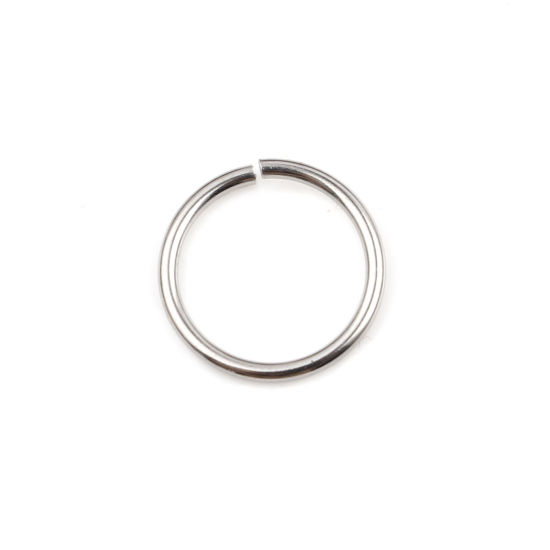 Image de 100 Pcs 15mm Dia, 1.4mm Anneaux de Jonction pour la Fabrication de Bijoux Ouvert en Acier Inoxydable Argent Mat Rond
