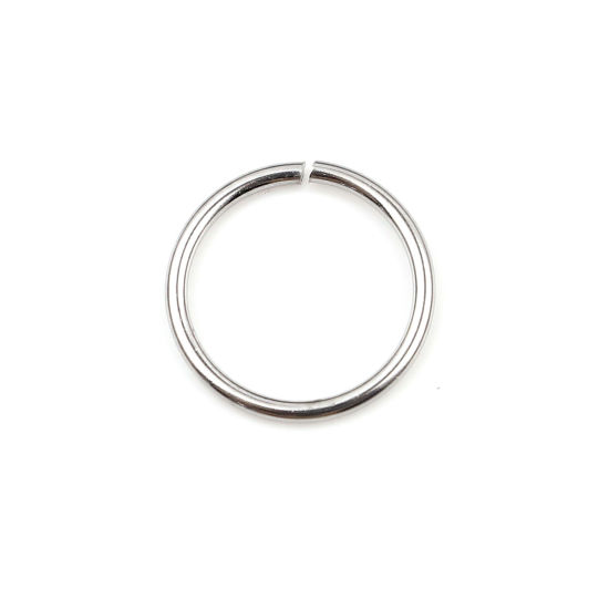 Image de 100 Pcs 16mm Dia, 1.4mm Anneaux de Jonction pour la Fabrication de Bijoux Ouvert en Acier Inoxydable Argent Mat Rond