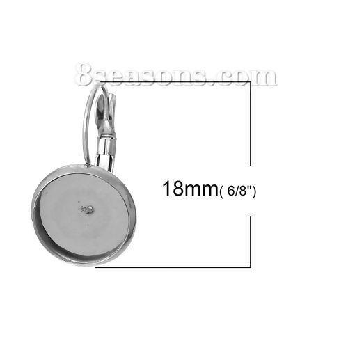 Image de Boucles d'Oreilles Clips Clips d'oreille en Acier Inoxydable Argent Mat, Cabochon Rapportable (Taille à Incruster 8mm) 18mm x 10mm, 10 Pcs