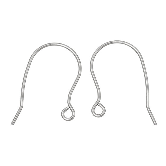 ステンレス鋼 ピアスフックピアスフックイヤリングパーツ U字形 シルバートーン 23mm x 15mm、ワイヤーサイズ:（20ゲージ）、 100 個 の画像
