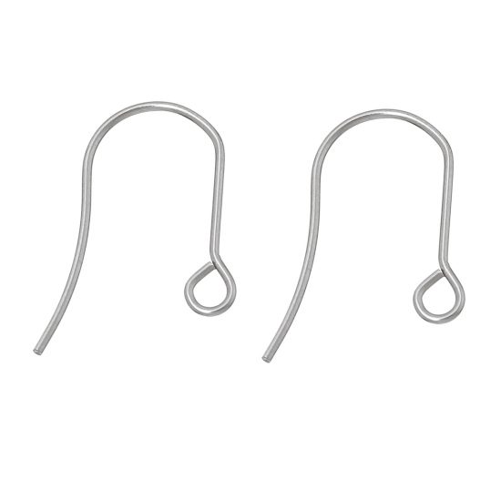 ステンレス鋼 ピアスフックピアスフックイヤリングパーツ U字形 シルバートーン 19mm x 14mm、 ワイヤーサイズ:（21ゲージ）、100 個 の画像