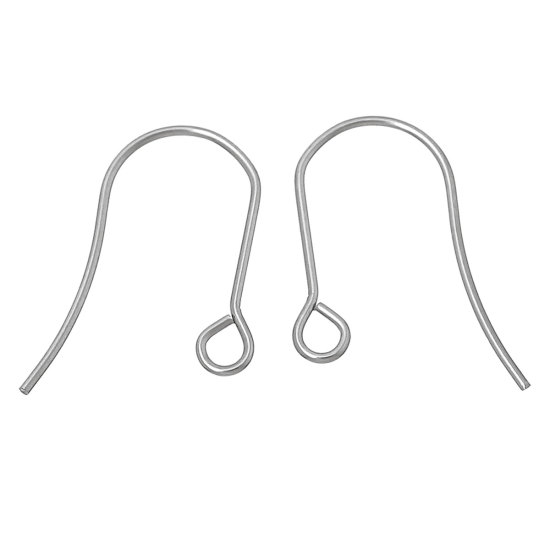 ステンレス鋼 ピアスフックピアスフックイヤリングパーツ U字形 シルバートーン 19mm x 14mm、 ワイヤーサイズ:（21ゲージ）、100 個 の画像