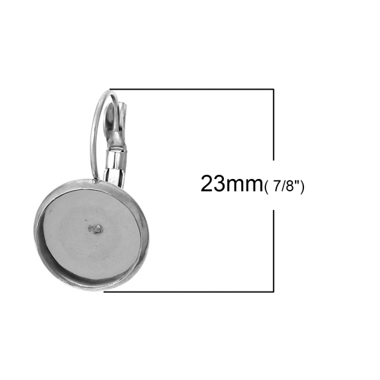 Image de Boucles d'Oreilles Clips Clips d'oreille en Acier Inoxydable Argent Mat, Cabochon Rapportable (Taille à Incruster 12mm) 23mm x 14mm, 10 Pcs