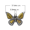 Picture of Zinc Based Alloy Insect Pendants Gold Tone Antique Gold & Antique Silver Color Two Tone Butterfly Animal Message " faith hope " 31mm x 22mm, 10 PCs