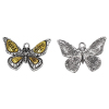 Picture of Zinc Based Alloy Insect Pendants Gold Tone Antique Gold & Antique Silver Color Two Tone Butterfly Animal Message " faith hope " 31mm x 22mm, 10 PCs